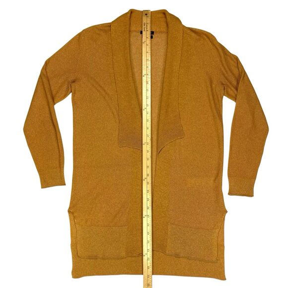 Massimo Dutti Open Knit Cardigan Womens M Gold Brown Lightweight Preppy Sweater - Picture 9 of 15
